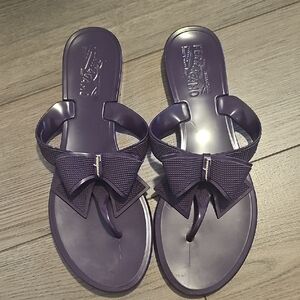 Salvatore Ferragamo Purple Bow Thong Sandals